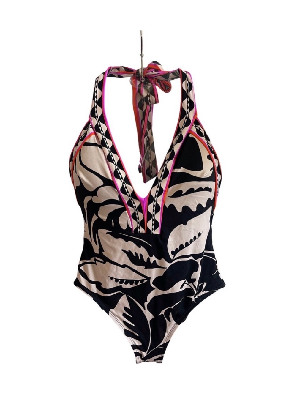 Trina Turk NWOT Florence Halter Plunge One Piece Swimsuit Women's Size 8